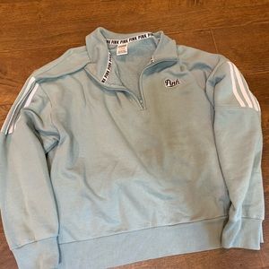 cropped pink half zip sweater